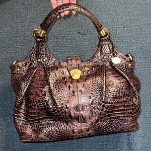 Brahmin Dagny satchel in Truffle Melbourne/croc with removable shoulder strap